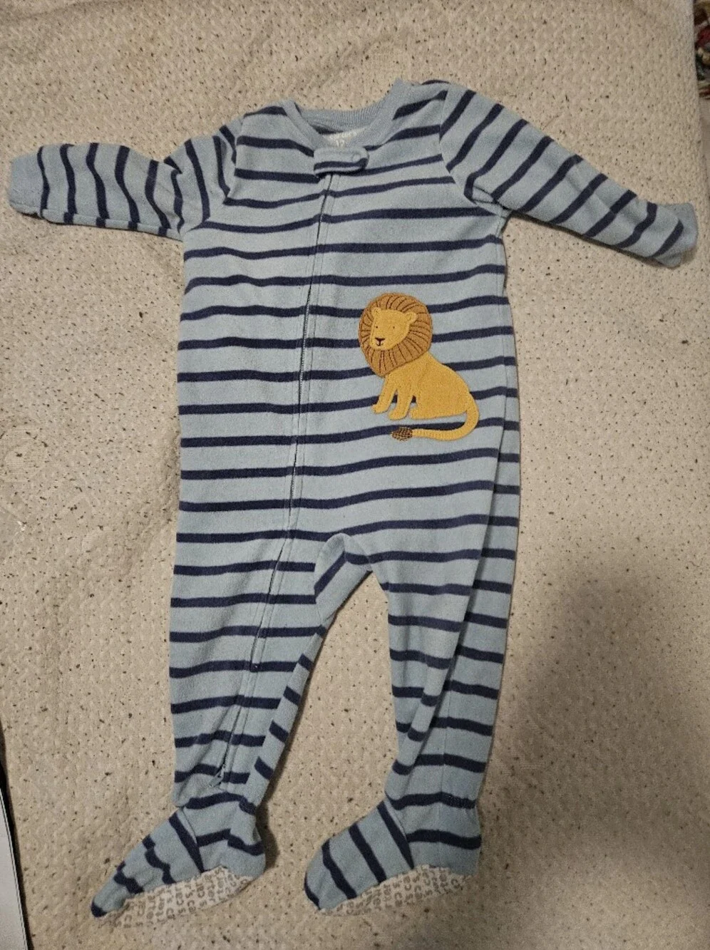 Blue Striped Lion Footed One-Piece for Kids